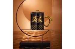 China Custom Ceramic Mug Gold Handle Mug With Dragon Pattern supplier