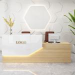 2M Modern Reception Desk Customizable Logo White Reception Table