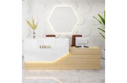 China 2M Modern Reception Desk Customizable Logo White Reception Table supplier