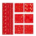 Red Gift Wrap Paper Roll 2m with Gold Brand Logo Design for sale
