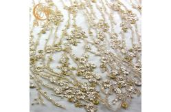 China Gold 140cm Width Machine Embroidery Lace Customized Lace Fabric For Dresses supplier
