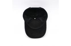 China 100% Corduroy Black Flat Embroidered Baseball Caps Plastic Back Closure supplier