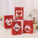 Various Styles Of Customized Kraft Paper Gift Bags Red Love Gift Bags Valentine'S Day Gift Packaging Bags for sale