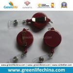 New ID Badge Reel W/Ear Fastener Wine Red Retractable Reel