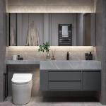 Custom Bathroom Vanity Units Slate Washbasin Toilet Combination Smart LED Mirrored Cabinet for sale