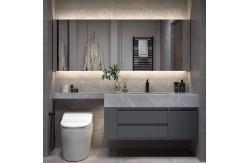 China Custom Bathroom Vanity Units Slate Washbasin Toilet Combination Smart LED Mirrored Cabinet supplier