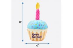 China Stuffed Plush Dog Happy Birthday Cake Abs 110g Pet Squeaky Toys With Candles supplier