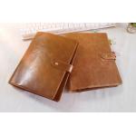 142x208mm Genuine leather  snap fastener customized design Refillable 6 Ring Binder organizer
