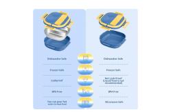 China Stainless Steel Metal Bento Lunch Box Blue Kids Bento Box With Spoon supplier
