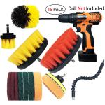 15Pcs Polypropylene Drill Brush Attachments Set Scrub Sponge Tube Grouting for sale