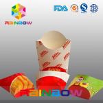 Customized Disposable Take Away Flat Bottom Paper French Fry Packaging Box