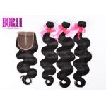 Dyed Brazilian Body Wave Hair 3 Bundles With Closure 4x4 Double Weft Smooth for sale