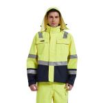 Hi Vis Yellow Flame Retardant anti static Rain Gear , High visibility FR rain wear for sale