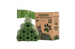 China Dark Green Roll Biodegradable Dog Poop Bag Customized Logo size supplier
