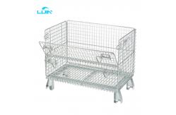 China Collapsible Wire Mesh Containers Pallets Metal Foldable Cage With 500KG Capacity supplier