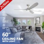 Customized 1stshine LED Ceiling Fan 60 Inches High Air Volume and Remote Control Switch for sale
