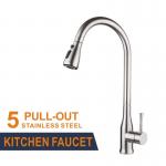 360 Swivel Deck Mounted Silver Kitchen Faucets Tap Hot Cold Mixer Single Handle for sale