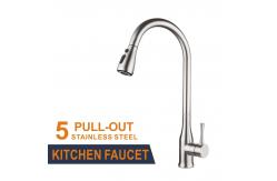 China 360 Swivel Deck Mounted Silver Kitchen Faucets Tap Hot Cold Mixer Single Handle supplier