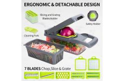 China Mulitfunction 7 Shape Blades Green Vegetable Chopper With Container supplier