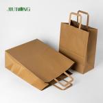 SOS Brown Kraft Paper Bag With Handle Recycled Lunch Food Packaging for sale