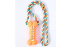 China Natural Rubber Bone Teething Pet Chew Toys With Cotton Linen Rope supplier