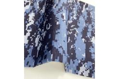 China Blue Polyester Camo Material Fabric , Mosaic Printed Camouflage Cloth Material supplier