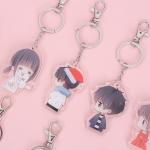 Customized Cartoon Character Acrylic Keychain with Metal Ring Silk Screen Printed
