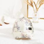 Six Panels Metal Patch Curve Brim Baseball Cap Floral Pattern for sale