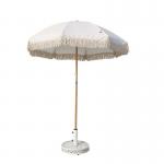 Outdoor 2M Wood Pole Fiberglass Ribs Straight Sun Umbrella With Tassel for sale