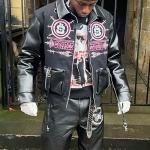 Vintage Leather Tracksuit Mens Zip Up Retro Multiple Pockets Letter Embroidery Bomber Jacket for sale