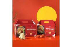 China Custom Kraft Paper Fried Chicken Boxes - Eco-Friendly Takeaway Packaging with Handle supplier