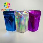 Cosmetic Glitter Powder Snack Food Packaging Bags Shiny Holographic Hologram Mylar Pouch for sale