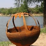 Rustic Red Steel Spheres Steel Fire Pits With Wood/Gas Fuel Type 3mm Thickness for sale