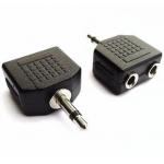 Audio Cable Connectors , 3.5mm Mono Male to Dual Port 3.5mm Mono 2 Female Splitter Adapter for sale