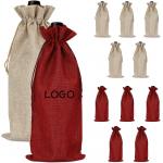 Resuable Drawstring Printed Jute Bags Gift Bags for Wine for sale