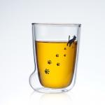Creative Milk / Coffee Cat Claw Cup , Hand Blown Double Insulated Glass Mugs for sale