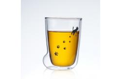 China Creative Milk / Coffee Cat Claw Cup , Hand Blown Double Insulated Glass Mugs supplier