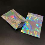 Stand Up Holographic Zipper Packaging Bag Flat Pouches Small Laser Zip Lock Plastic Bags for sale