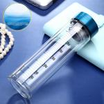 Portable Double Wall Glass Water Bottle With Strainer / Rubber Seal Durable