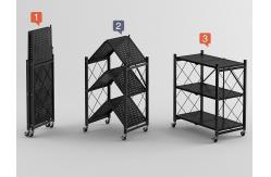 China Folding Movable Multi Layer Kitchen Shelf Microwave Oven Storage supplier