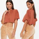 Rust Zip Front Custom Crop Top Clothing Women for sale