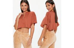 China Rust Zip Front Custom Crop Top Clothing Women supplier