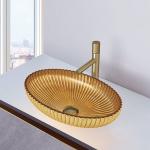 OEM Sturdy Glass Vessel Basins 18k Gold Color Interior 135mm Height for sale