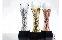 China Custom Resin Trophy Cup With Crystal Ball For Soccer End - Year Award supplier