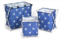 China Alu Pipe Polyester Dirty Clothes Basket With Cover Foldable Laundry Hamper supplier