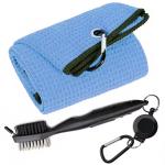 2025 Hot Sale Blue Microfiber Waffle Sport Microfiber Golf Towel With Magnetic for sale