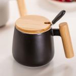 OEM Home Office 400ml Ceramic Tea Cups Mug With Lid And Spoon
