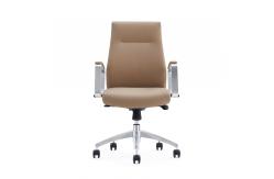 China Middle Back Leather Office Chair Swivel With Aluminum Armrest supplier