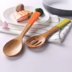 Heat Resistant 5 Piece Bamboo Utensil Set With Spatula And Mixing Spoon