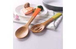 China Heat Resistant 5 Piece Bamboo Utensil Set With Spatula And Mixing Spoon supplier
